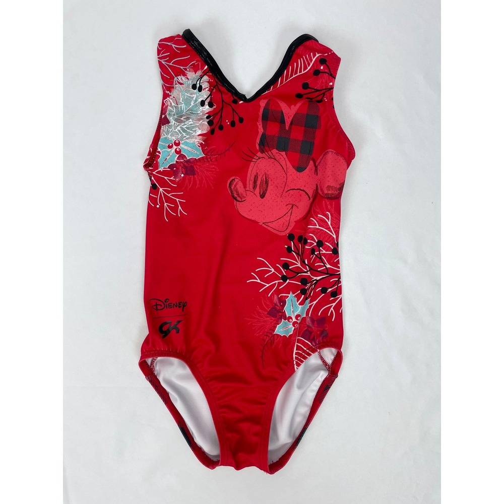 GK Leotard CM Child Medium Disney Minnie Mouse Black Red Gymnastics Sleeveless